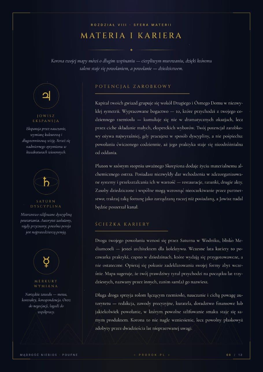 VIII · Materia i Kariera